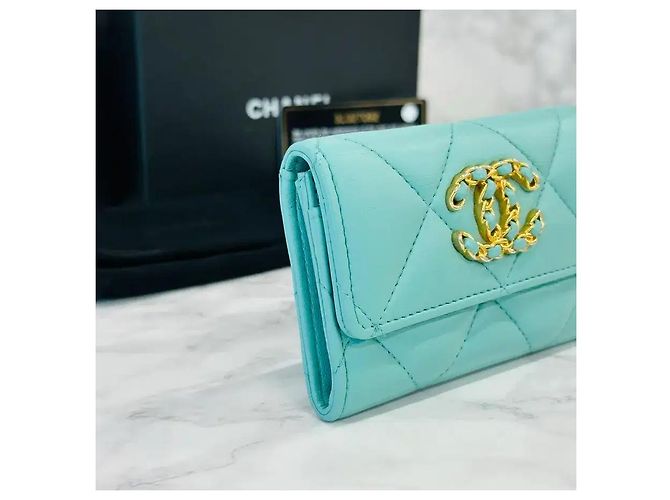 Chanel 19 Chanel Cartera con solapa Gold Mint Verde - vista 10