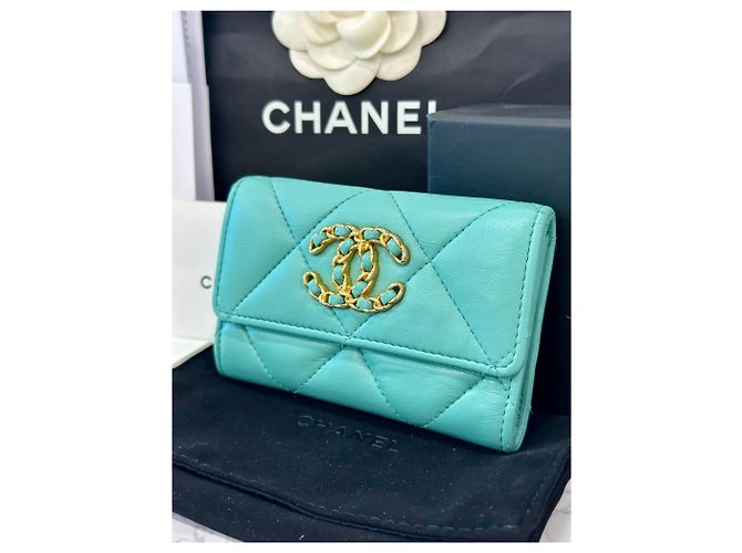 Chanel 19 Chanel Cartera con solapa Gold Mint Verde - vista 2