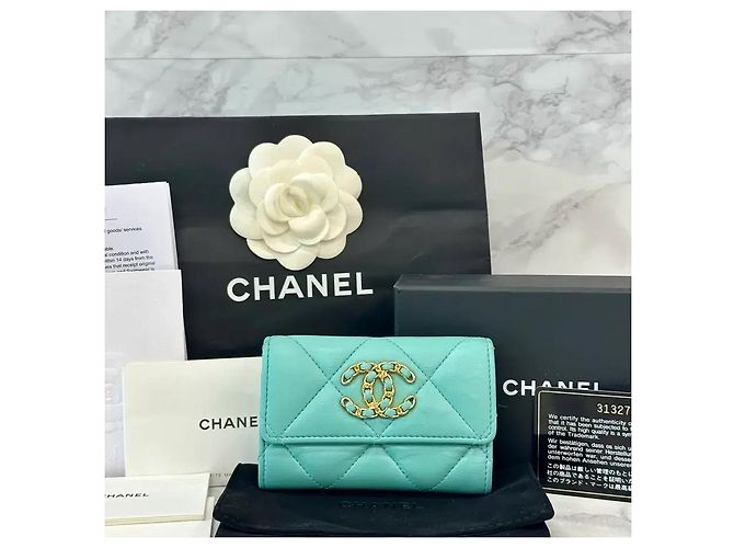 Chanel 19 Chanel Cartera con solapa Gold Mint Verde - vista 7