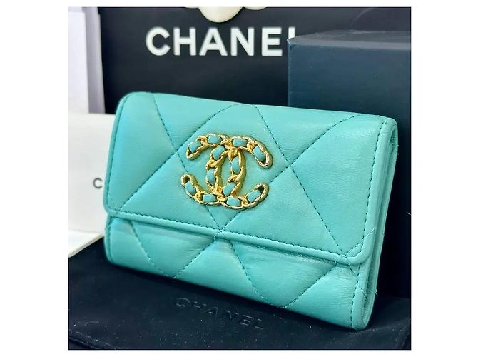Chanel 19 Chanel Cartera con solapa Gold Mint Verde - vista 8