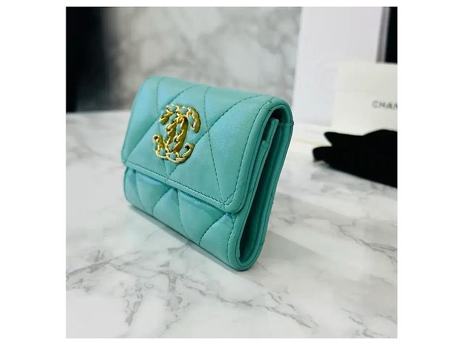 Chanel 19 Chanel Cartera con solapa Gold Mint Verde - vista 9