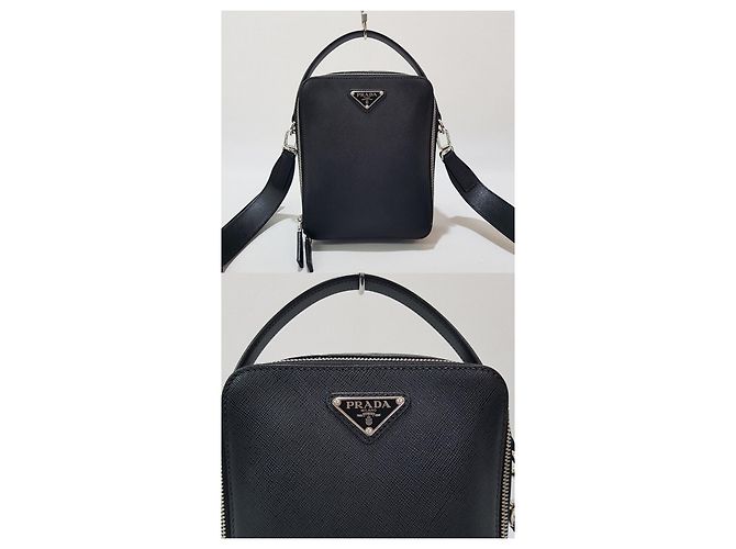 Prada Sac cabas Saffiano avec logo triangle Noir - vue 2