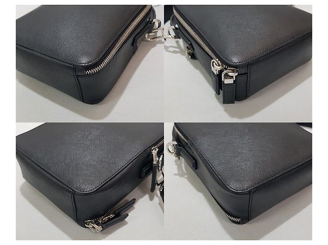 Prada Sac cabas Saffiano avec logo triangle Noir - vue 8