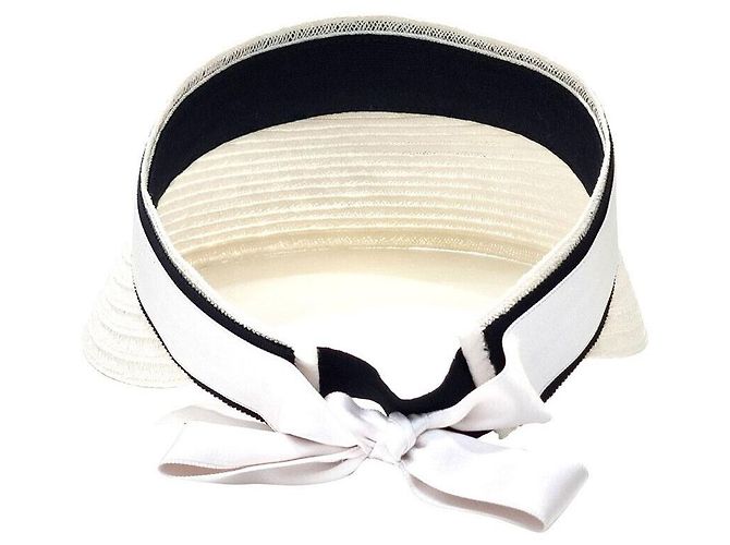 Chanel Raffia Sun Cap Visor White - view 3