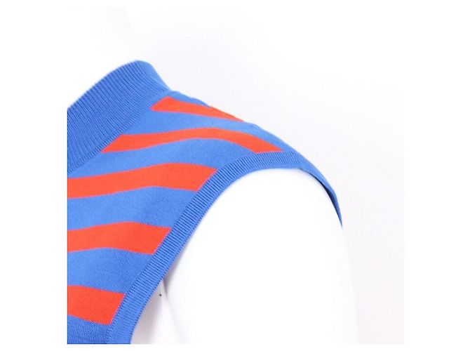 Hermès Chaleco de punto a rayas crop para mujer Azul - vista 3