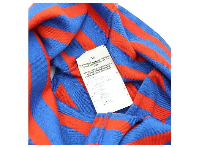 Hermès Chaleco de punto a rayas crop para mujer Azul - vista 5