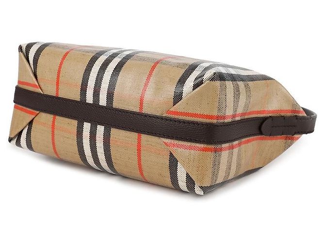 Burberry Borsa a Spalla Check Highland Canvas Marrone - vista 6