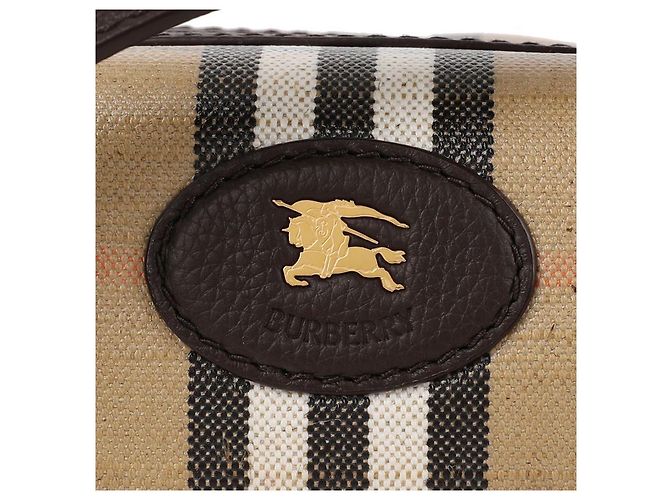 Burberry Borsa a Spalla Check Highland Canvas Marrone - vista 9