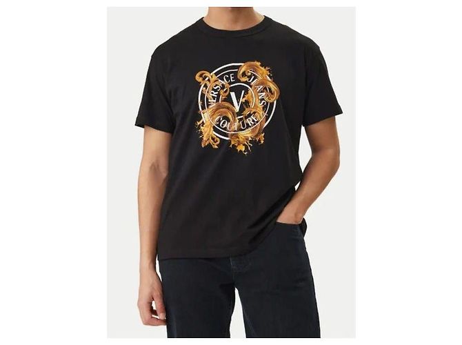 Versace Camiseta de jersey de algodão estampado Preto - vista 7