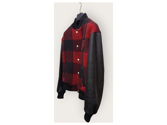 Louis Vuitton Giacca Bomber Varsity Damier Nero e Rosso - vista 2