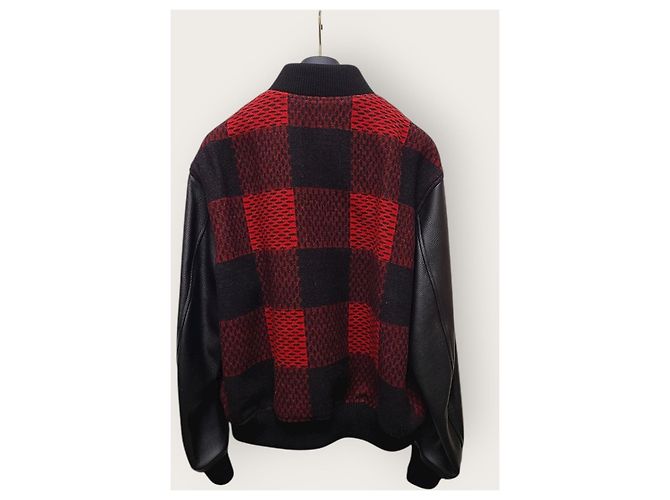 Louis Vuitton Giacca Bomber Varsity Damier Nero e Rosso - vista 4