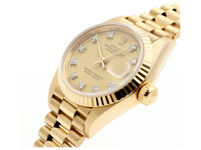 Rolex Datejust Gold Damenuhr Original mit Diamanten Golden - Ansicht 10