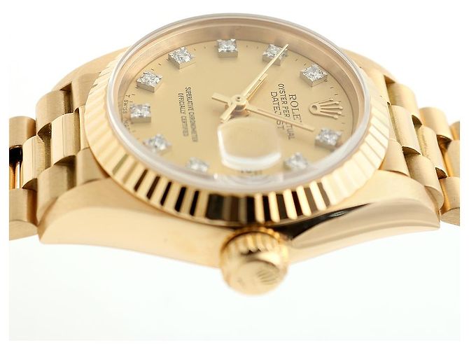 Rolex Datejust Gold Damenuhr Original mit Diamanten Golden - Ansicht 12
