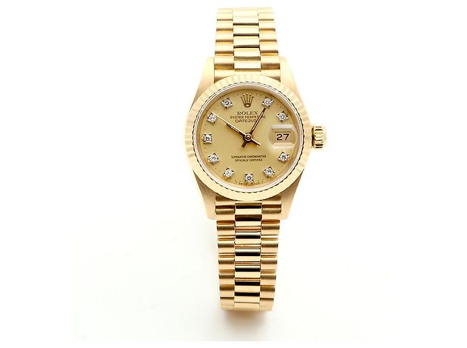 Rolex Datejust Gold Damenuhr Original mit Diamanten Golden - Ansicht 16