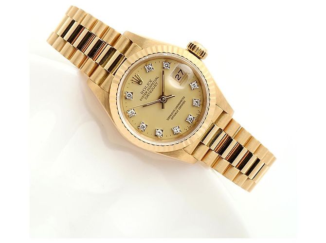 Rolex Datejust Gold Damenuhr Original mit Diamanten Golden - Ansicht 19