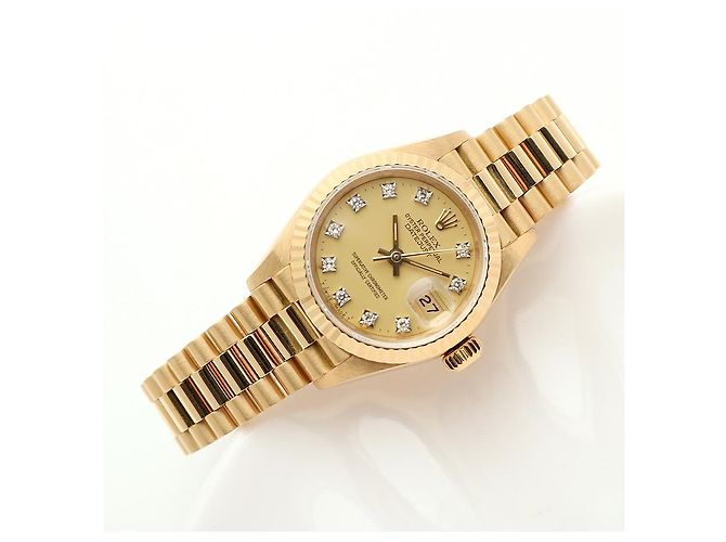Rolex Datejust Gold Damenuhr Original mit Diamanten Golden - Ansicht 20