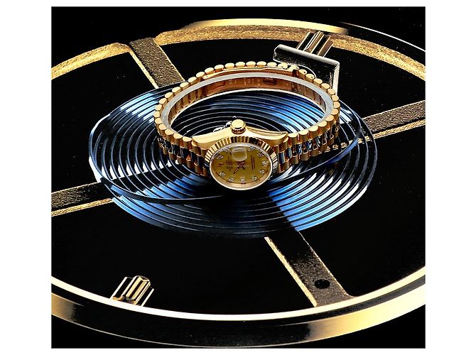 Rolex Datejust Gold Damenuhr Original mit Diamanten Golden - Ansicht 24