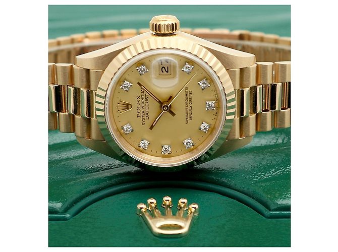 Rolex Datejust Gold Damenuhr Original mit Diamanten Golden - Ansicht 25