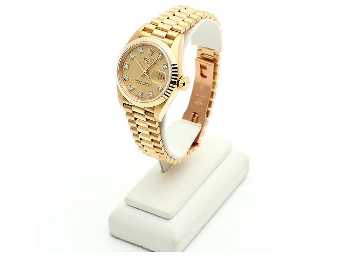 Rolex Datejust Gold Damenuhr Original mit Diamanten Golden - Ansicht 4