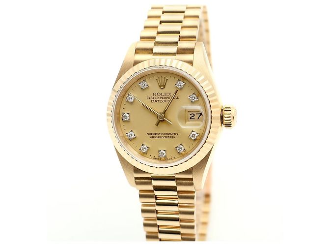 Rolex Datejust Gold Damenuhr Original mit Diamanten Golden - Ansicht 8