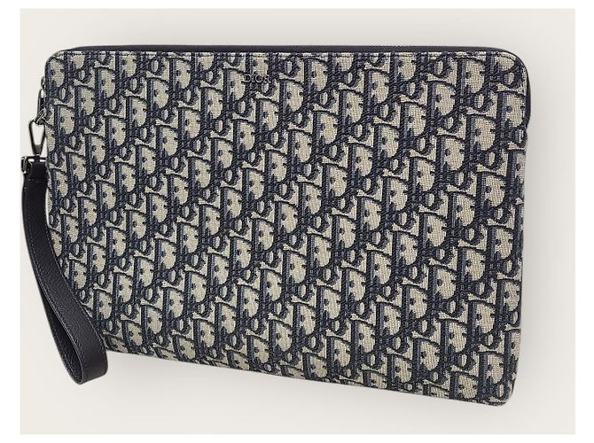 Dior Clutch con zip in jacquard Oblique beige e nero Marrone - vista 2