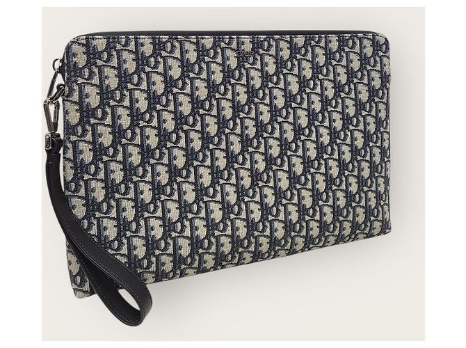 Dior Clutch con zip in jacquard Oblique beige e nero Marrone - vista 3