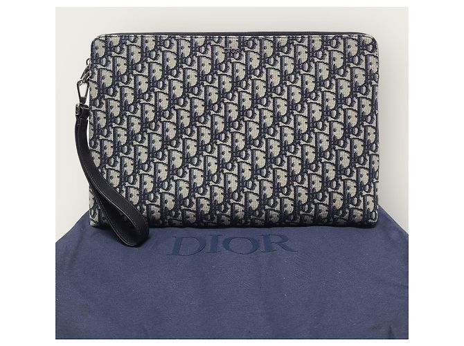 Dior Clutch con zip in jacquard Oblique beige e nero Marrone - vista 7