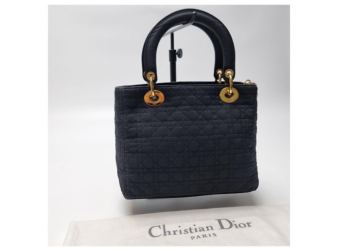 Dior Petit sac cabas Lady Cannage (Premium, Noir avec finitions dorées) - vue 10