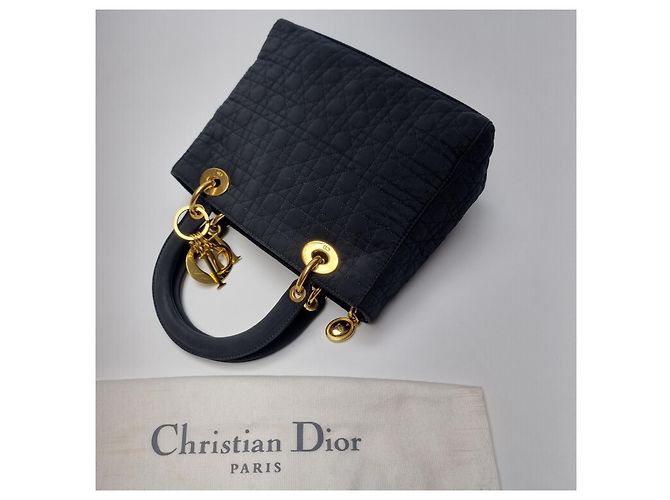 Dior Petit sac cabas Lady Cannage (Premium, Noir avec finitions dorées) - vue 11