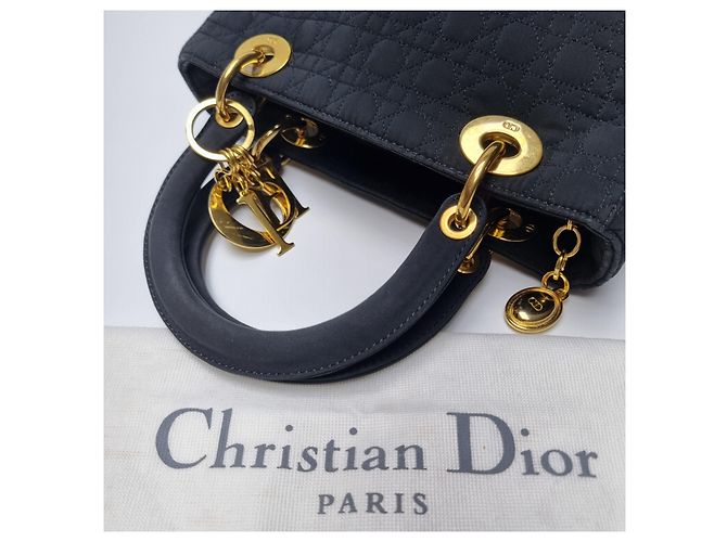 Dior Petit sac cabas Lady Cannage (Premium, Noir avec finitions dorées) - vue 12