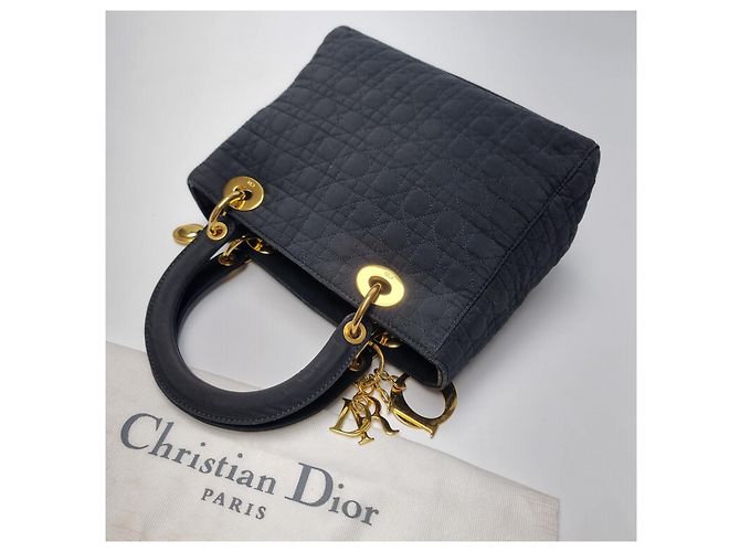 Dior Petit sac cabas Lady Cannage (Premium, Noir avec finitions dorées) - vue 13