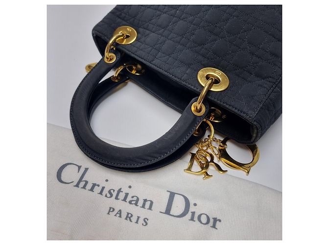 Dior Petit sac cabas Lady Cannage (Premium, Noir avec finitions dorées) - vue 14