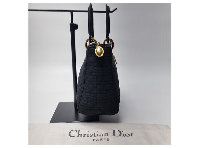 Dior Petit sac cabas Lady Cannage (Premium, Noir avec finitions dorées) - vue 7