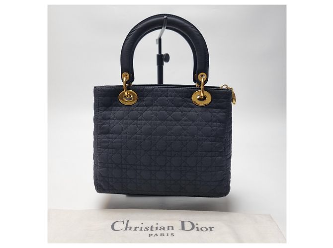 Dior Petit sac cabas Lady Cannage (Premium, Noir avec finitions dorées) - vue 8