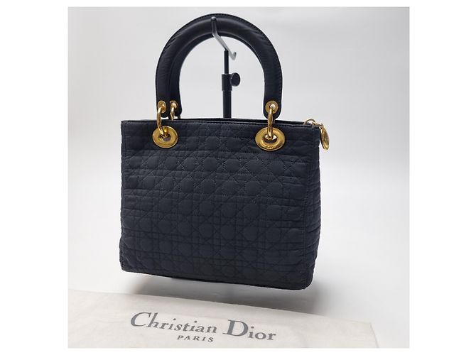 Dior Petit sac cabas Lady Cannage (Premium, Noir avec finitions dorées) - vue 9