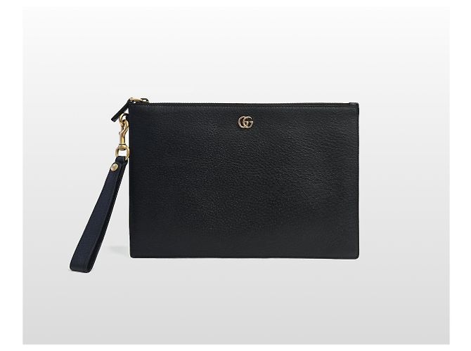 Gucci Clutch Pouch GG Marmont in pelle di vitello Nero - vista 2