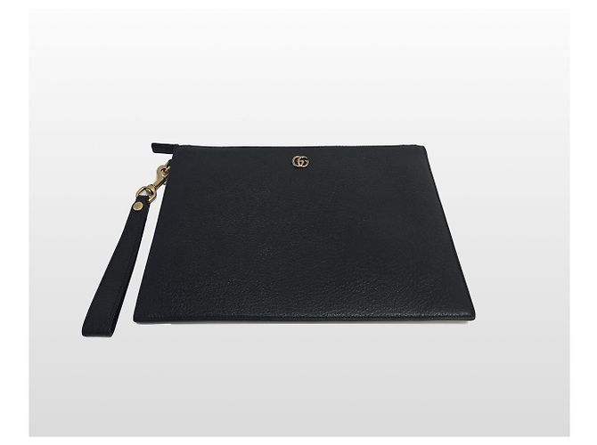 Gucci Clutch Pouch GG Marmont in pelle di vitello Nero - vista 3