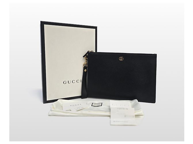 Gucci Clutch Pouch GG Marmont in pelle di vitello Nero - vista 9