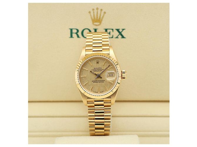 Rolex Reloj de oro para mujer Datejust Gold Index Bocas Dial Dorado - vista 2