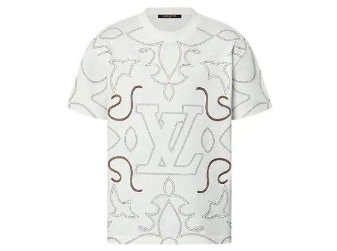 Louis Vuitton Besticktes Baumwoll-T-Shirt XXL Silber - Ansicht 7