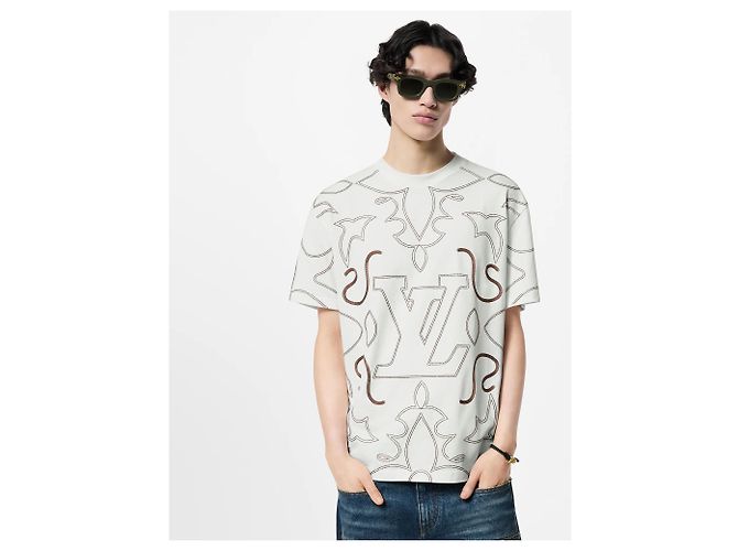 Louis Vuitton Besticktes Baumwoll-T-Shirt XXL Silber - Ansicht 8