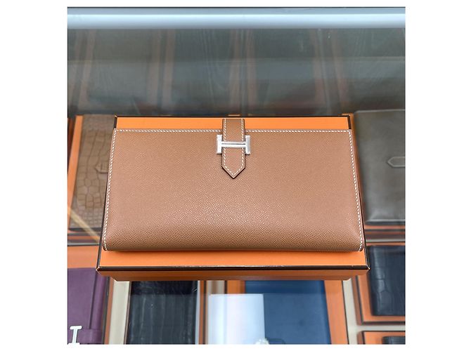 Hermès Portafoglio Lungo Bearn Timbro Oro Argento Multicolore - vista 3