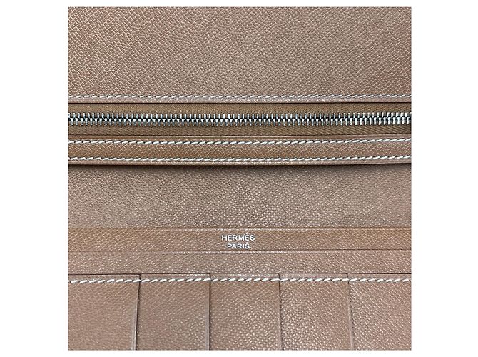 Hermès Portafoglio Lungo Bearn Timbro Oro Argento Multicolore - vista 6