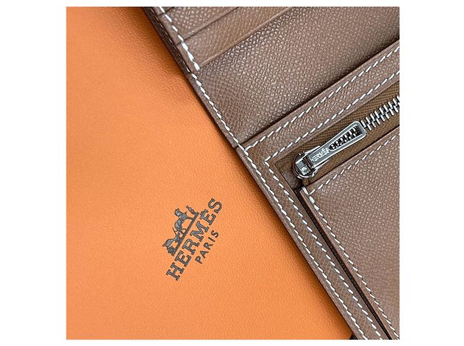 Hermès Portafoglio Lungo Bearn Timbro Oro Argento Multicolore - vista 7