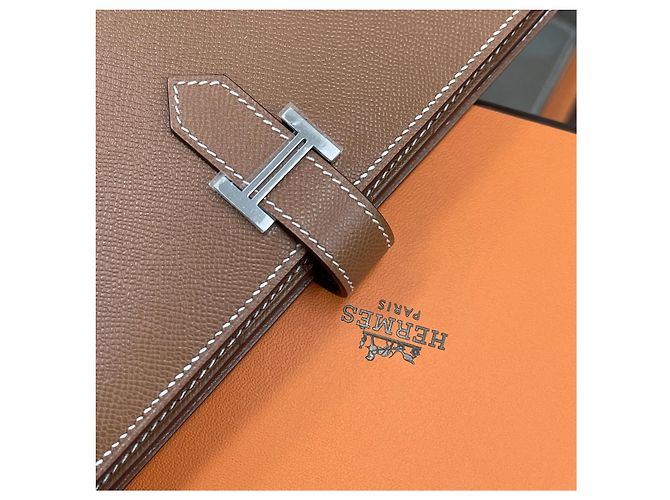 Hermès Portafoglio Lungo Bearn Timbro Oro Argento Multicolore - vista 8