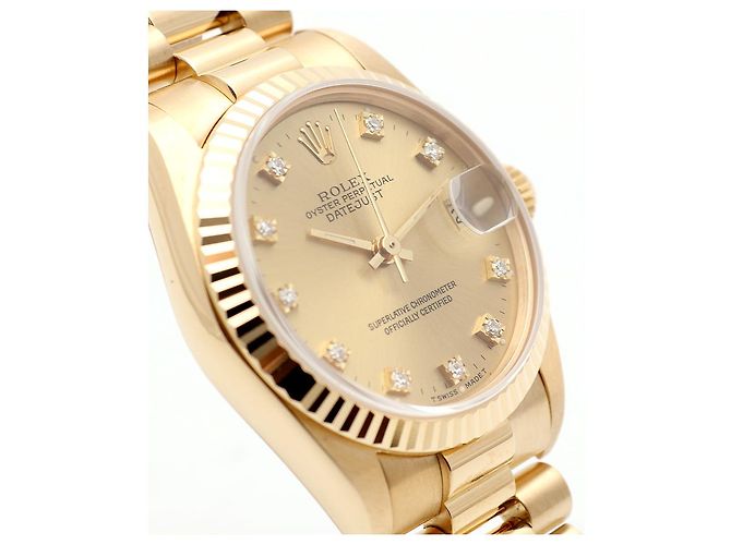 Rolex Reloj Datejust Gold Medium para mujer en oro con diamantes originales Dorado - vista 10