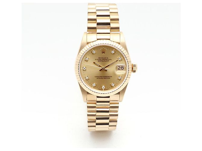 Rolex Reloj Datejust Gold Medium para mujer en oro con diamantes originales Dorado - vista 14