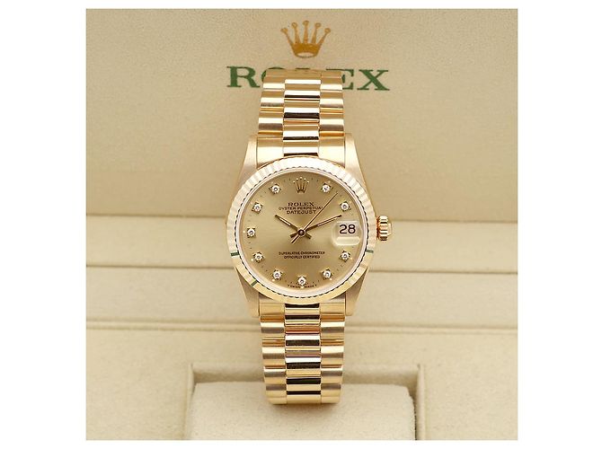 Rolex Reloj Datejust Gold Medium para mujer en oro con diamantes originales Dorado - vista 2