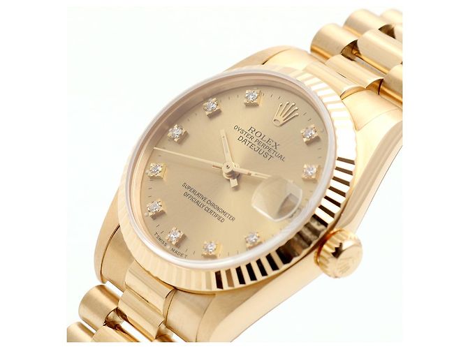 Rolex Reloj Datejust Gold Medium para mujer en oro con diamantes originales Dorado - vista 9