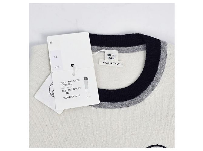 Hermès Kurzärmeliger Kaschmirpullover für Damen aus Strick Mehrfarben - Ansicht 11